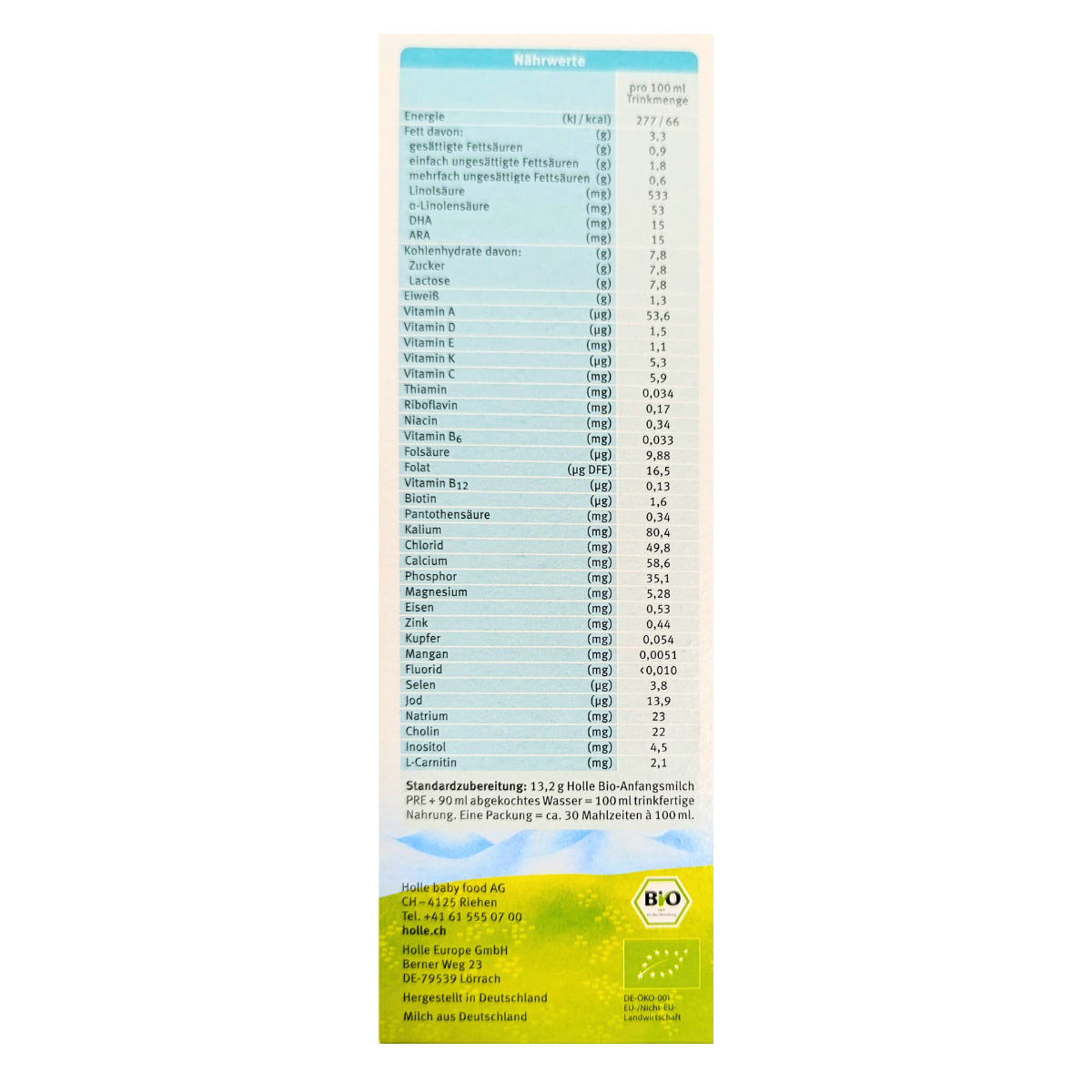 Holle® Bio PRE (400g) Organic Baby Formula