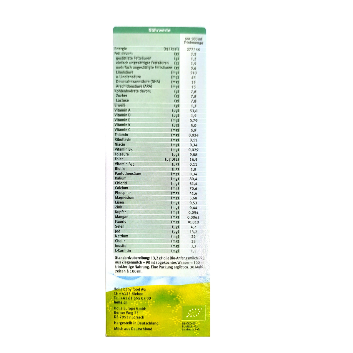Holle® Goat Stage PRE (400g) Organic Infant Baby Formula