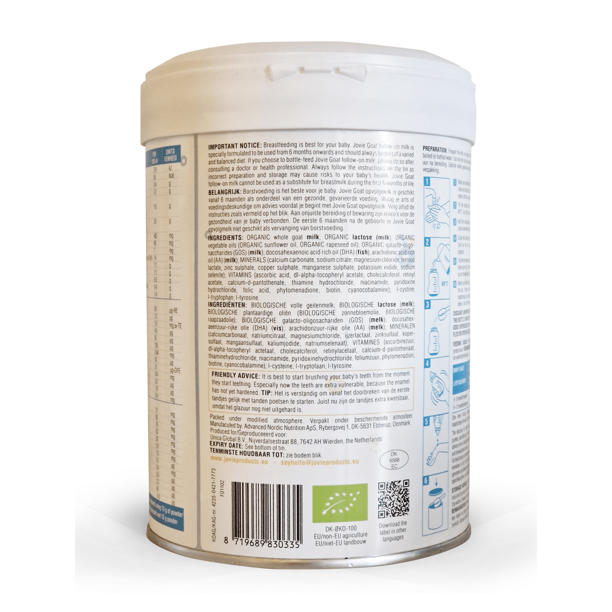 Jovie® Goat Stage 2 (800g) Organic Baby Formula | The Milky Box