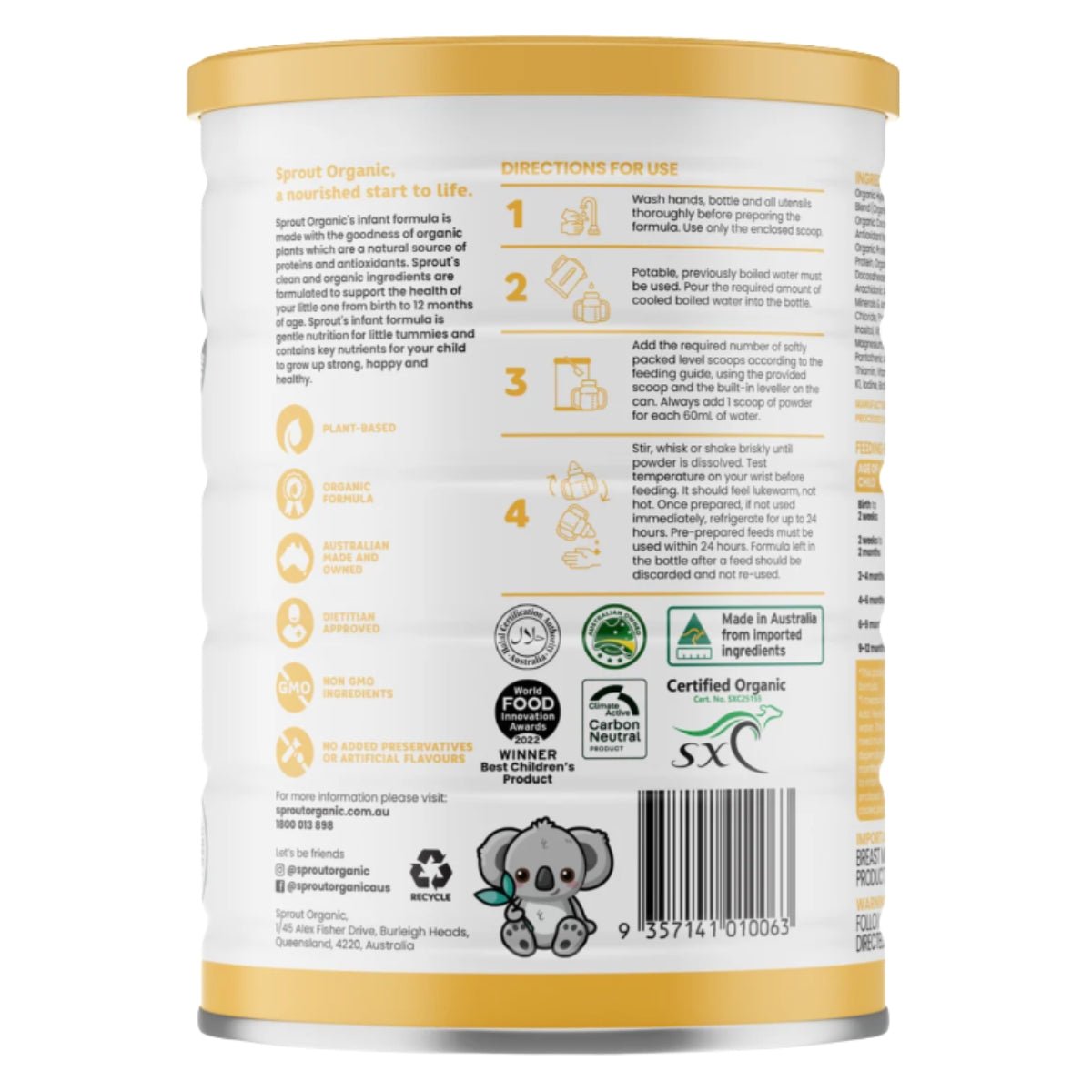 Sprout (0 - 12 months) Organic Vegan Infant Formula (700g/25oz) | The Milky Box