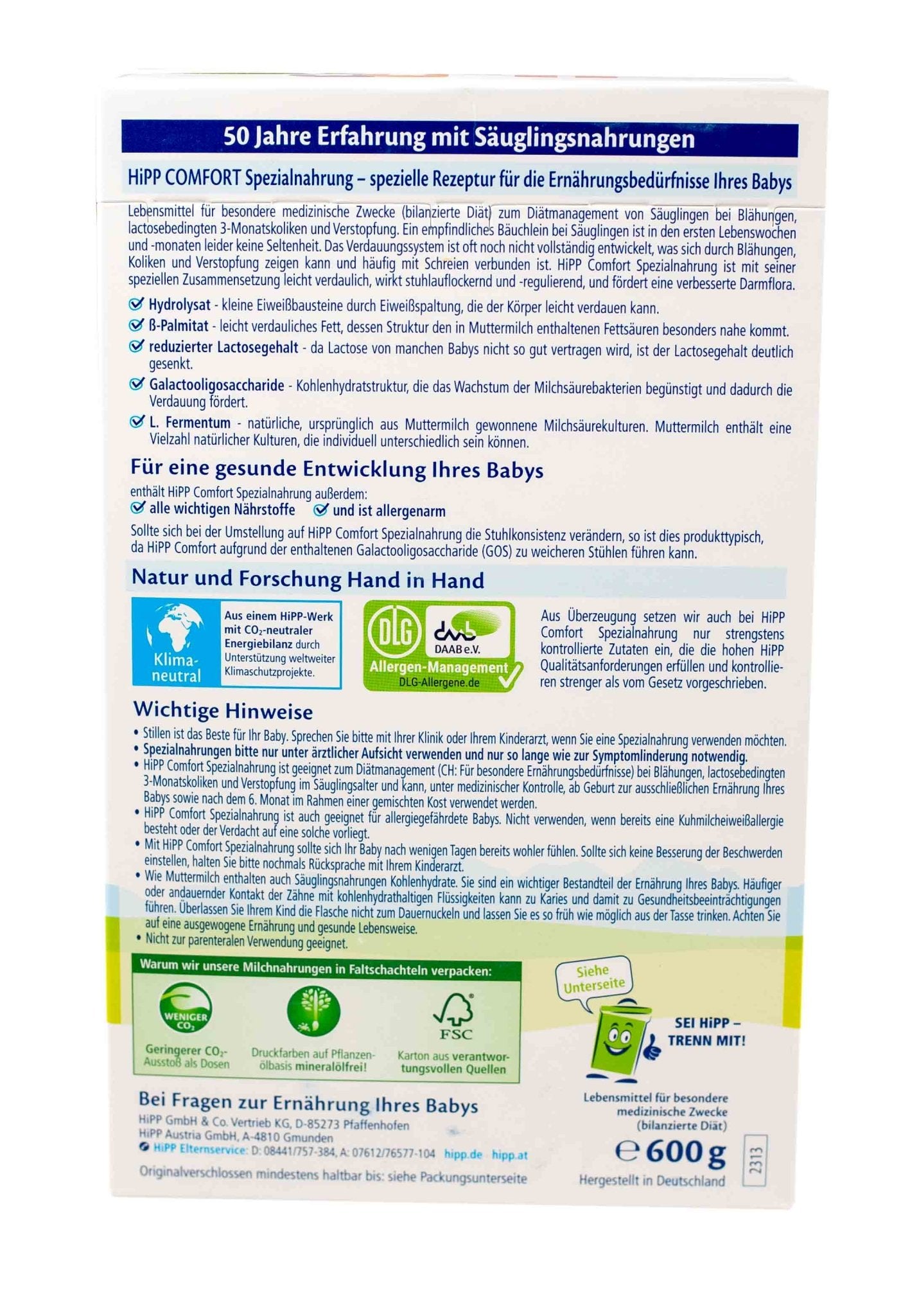 HiPP Comfort (600g) Infant Formula - The Milky Box