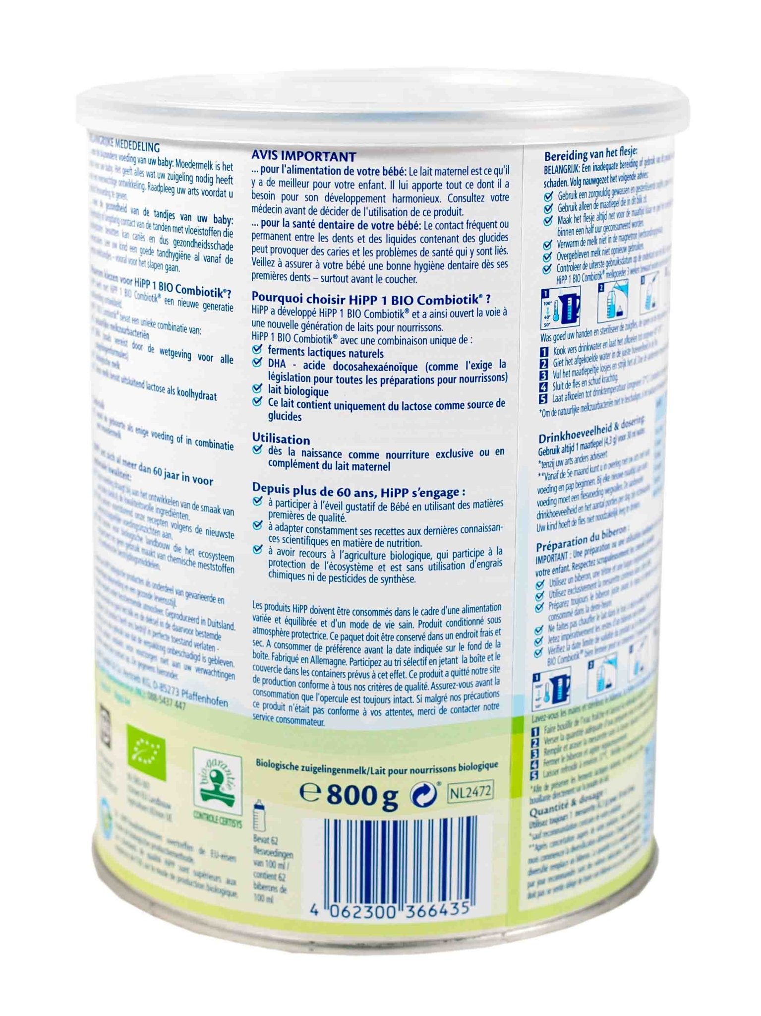 HiPP Dutch Stage 1 (800g) Organic Infant Formula - The Milky Box