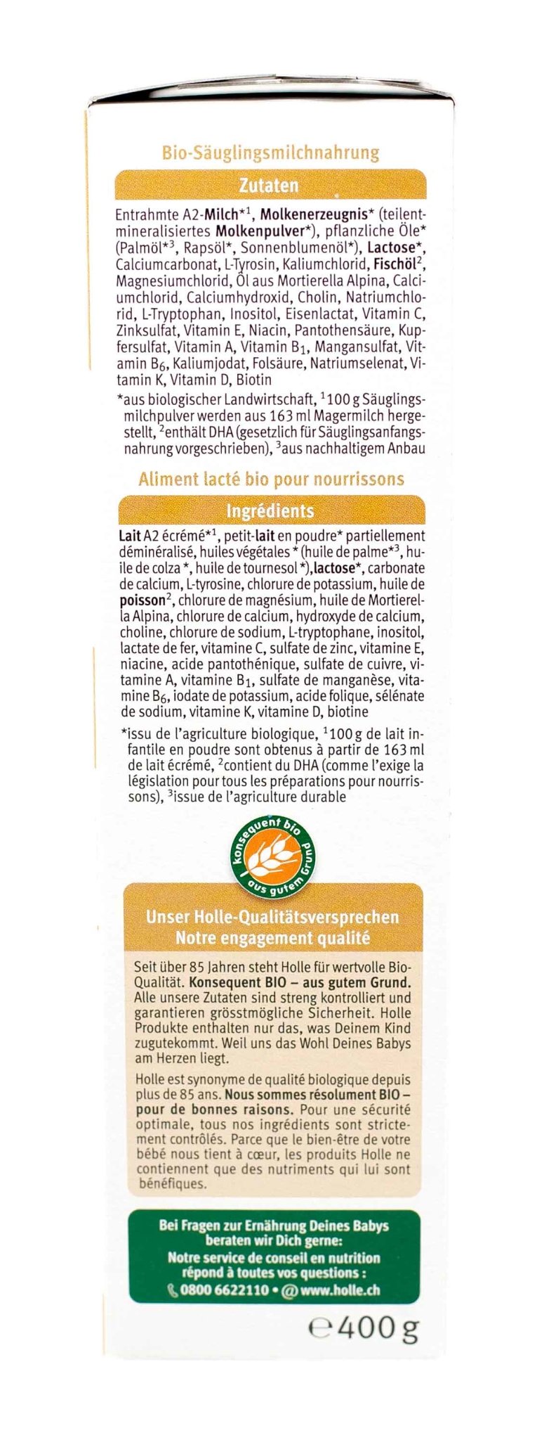 Holle A2 Stage 1 (400g) Organic Baby Formula - The Milky Box