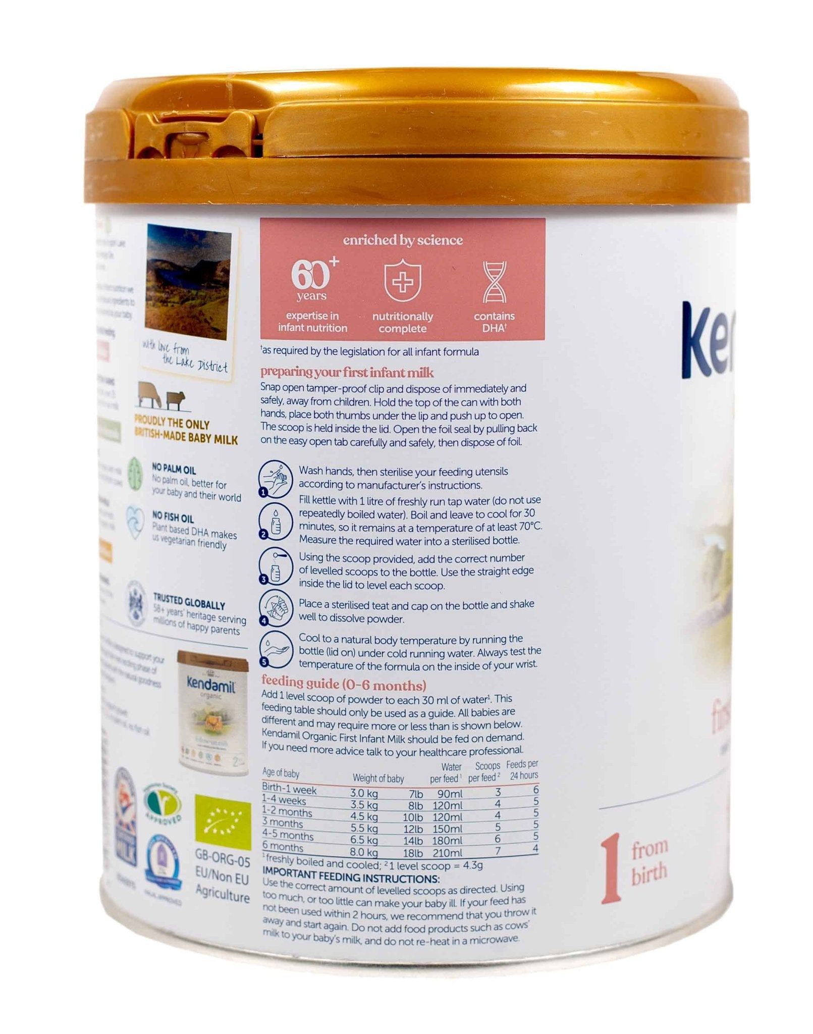 Kendamil Organic Stage 1 (800g) Baby Formula - The Milky Box