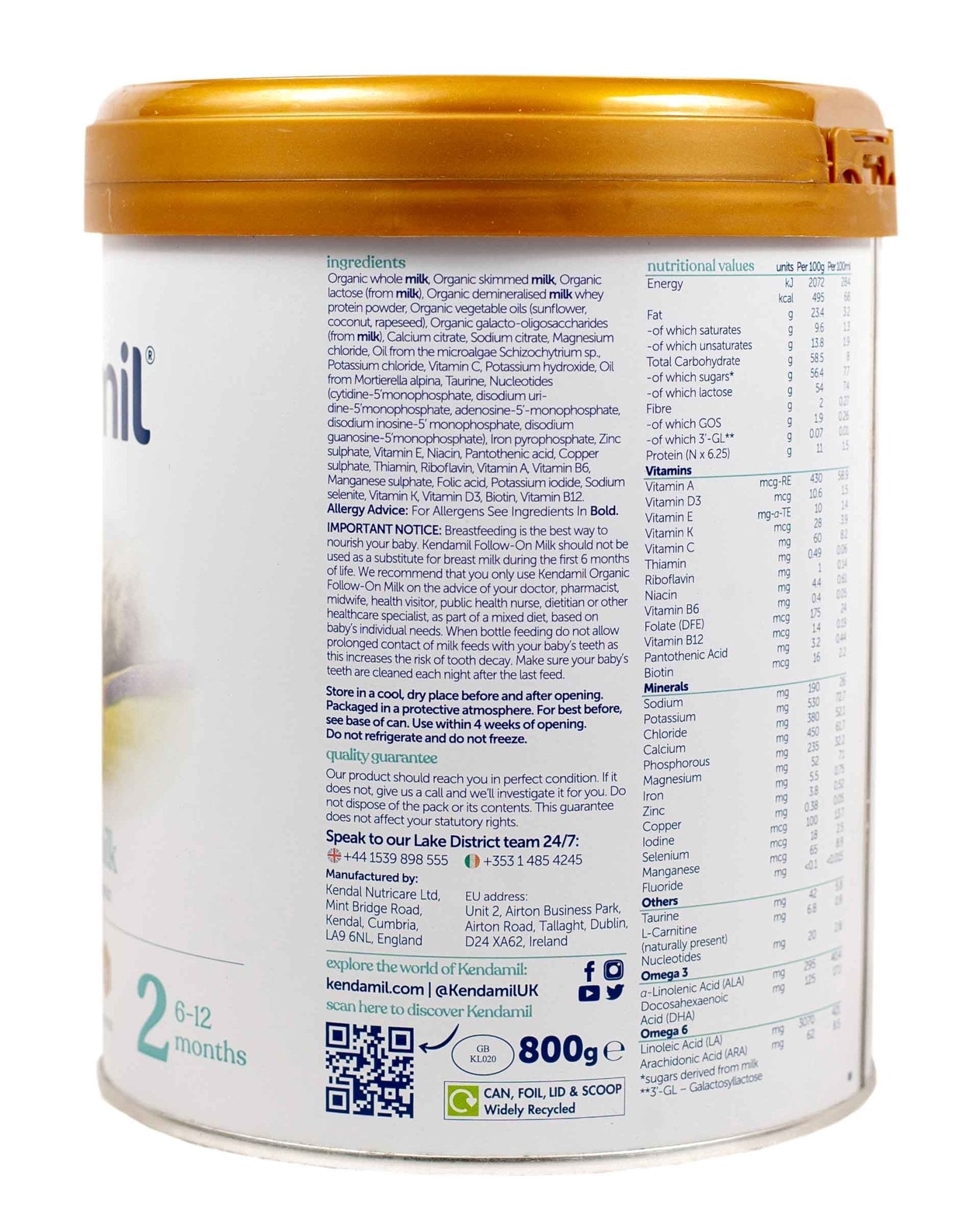 Kendamil Organic Stage 2 (800g) Baby Formula - The Milky Box