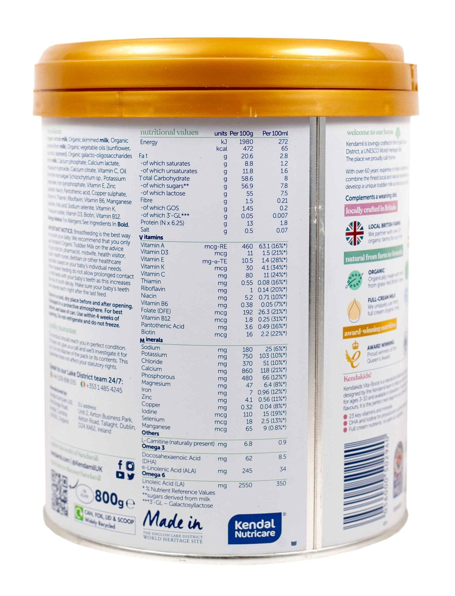 Kendamil Organic Stage 3 (800g) Toddler Formula - The Milky Box