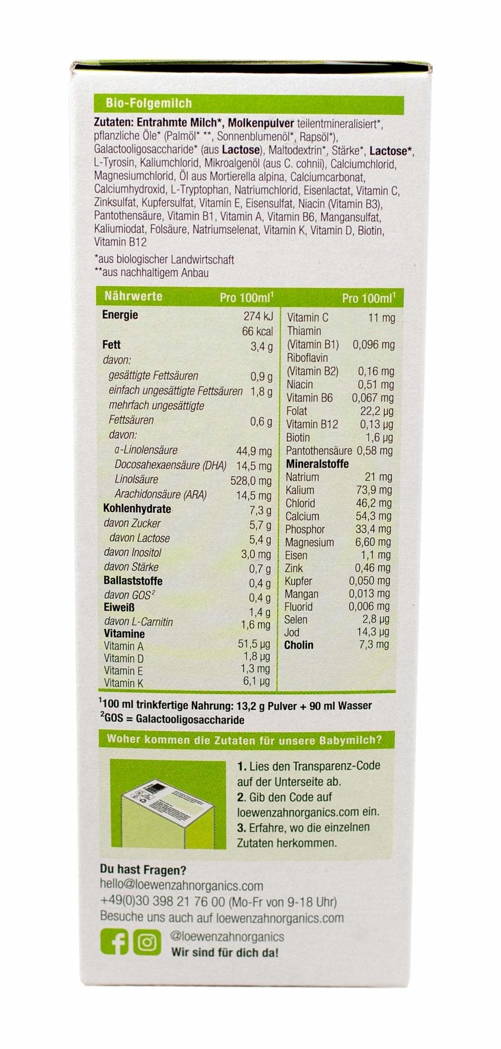 Löwenzahn Organics Stage 2 (500g) Baby Formula | The Milky Box