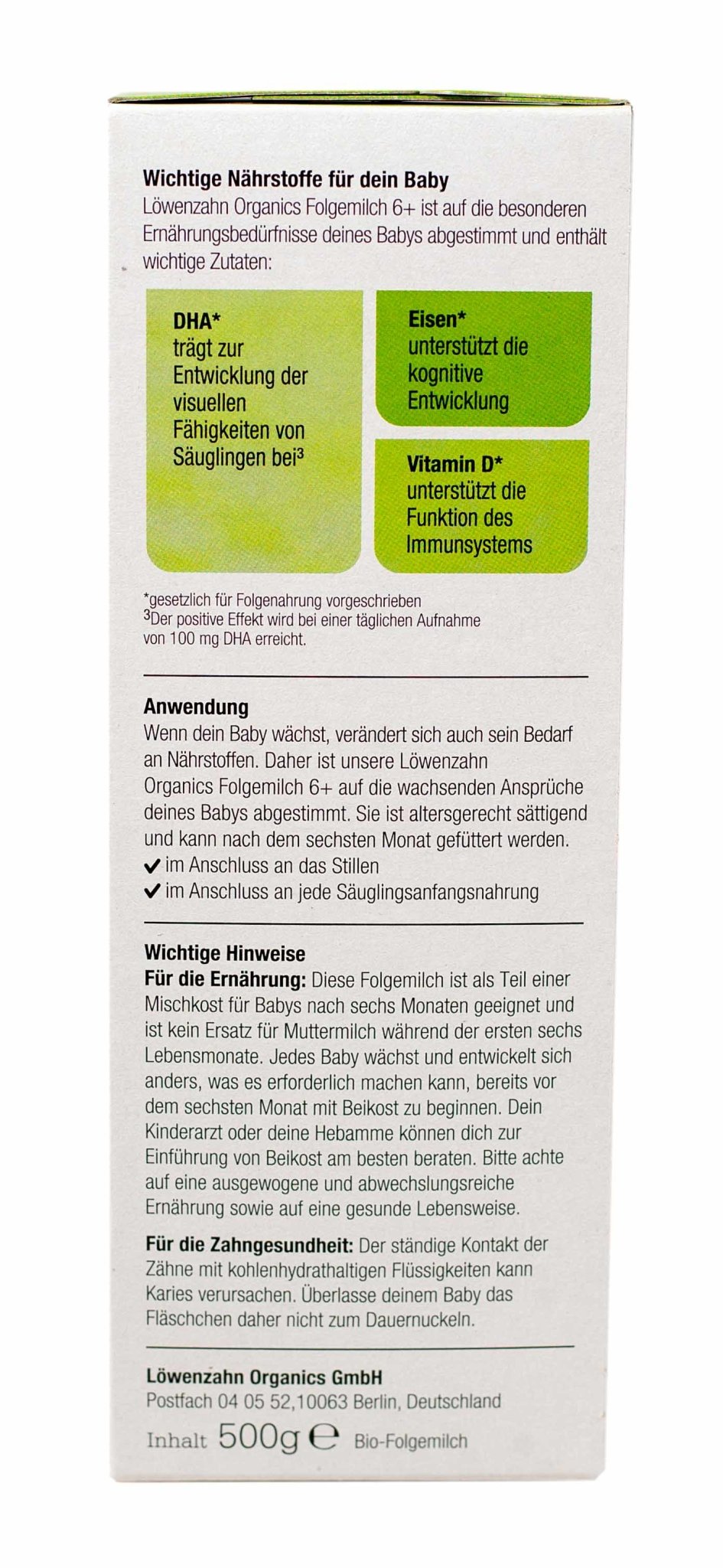 Löwenzahn Organics Stage 2 (500g) Baby Formula | The Milky Box